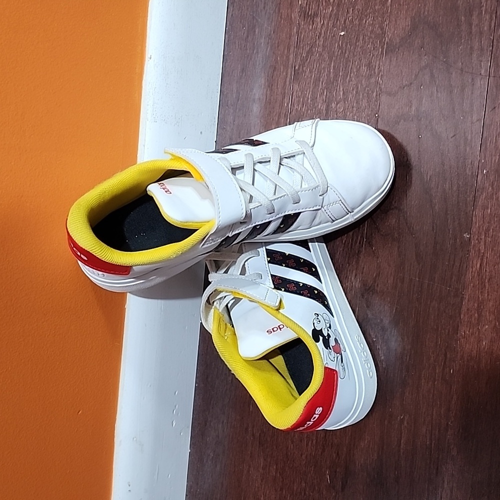 Girl's Adidas White Mickey Sneakers Size 4Y